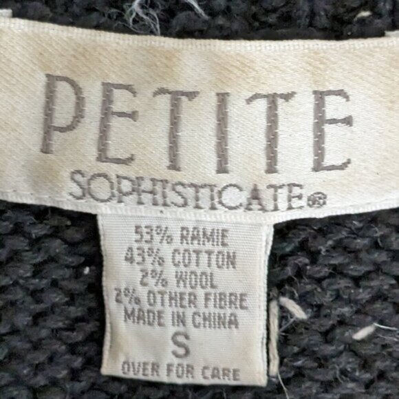 PETITE SOPHISTICATE Black, White Christmas Sweater; Crochet, Beads; Size S - Picture 3 of 4